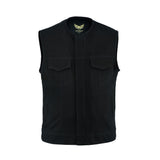 Front Image of Leatherick Collarless Black Denim Vest