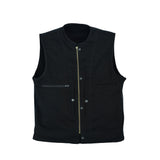 Inner Image of Leatherick Collarless Black Denim Vest