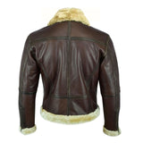 Leatherick Brown Aviator Bomber Leather Jacket - Back