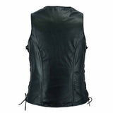 Leatherick Classic Seven Line Black Leather Vest