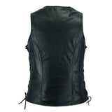 Seven Line Black Leather Vest - Back