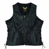 Leatherick Classic Seven Line Black Leather Vest