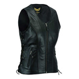 Leatherick Classic Seven Line Black Leather Vest