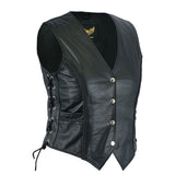 Leatherick Black Classic Biker Leather Vest