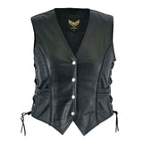 Leatherick Black Classic Leather Vest - Front
