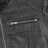 Ladies Blair Black Cafe Racer Biker Jacket