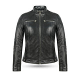 Ladies Blair Black Cafe Racer Biker Jacket