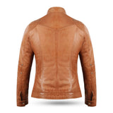 Ladies Blair Tan Cafe Racer Biker Jacket