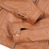 Ladies Blair Tan Cafe Racer Biker Jacket
