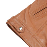 Ladies Blair Tan Cafe Racer Biker Jacket