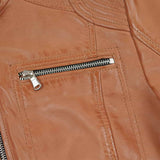 Ladies Blair Tan Cafe Racer Biker Jacket