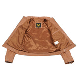 Ladies Blair Tan Cafe Racer Biker Jacket