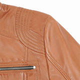 Ladies Blair Tan Cafe Racer Biker Jacket