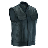 Front of Leatherick Cowhide Club Style Leather Vest