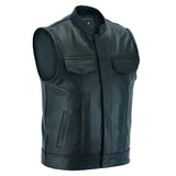 Front view of the USA SOA 7 Milled Waistcoat featuring real brass snaps and deep concealed gun pockets.