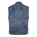 Leatherick Faded Denim Style Biker Vest