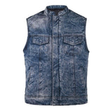 Leatherick Faded Denim Style Biker Vest