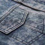 Pocket of Faded Denim Style Biker Vest