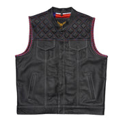 Leatherick Dual Closure Diamond Stitch Vest