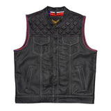 Leatherick Dual Closure Diamond Stitch Vest