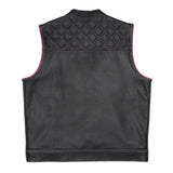Back of Leatherick Dual Closure Diamond Stitch Vest