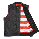 Leatherick Dual Closure Diamond Stitch Vest