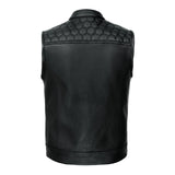 Back of SOA black honeycomb stitch vest.