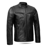 Black Hooper Premium Men’s Genuine Lamb Leather Biker Jacket