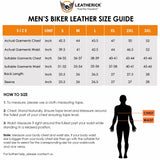 Size chart for Black Hooper Men's Leather Jacket.