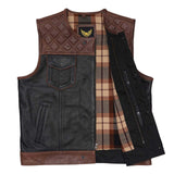 Leatherick Brown Diamond Stitch Biker Vest