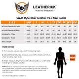 Photo of Size Chart - Leatherick Collarless SWAT Tactical Style leather Vest