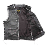 Leatherick Braided Leather Vest With Laces