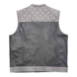 Leatherick Black and Gray Diamond Stitch Biker Vest