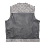 Back of Leatherick Diamond Stitch Biker Vest