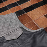 Leatherick Black and Gray Diamond Stitch Biker Vest