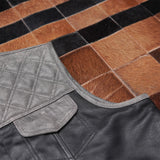 Custom Black and Gray Diamond Stitch Biker Vest