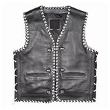 Leatherick Braided Leather Vest With Laces