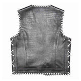 Leatherick Braided Leather Vest With Laces