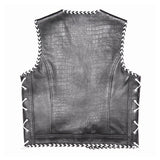 Back of Leatherick Braided Leather Vest With Laces