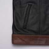 Side Pocket of Leatherick Brown Diamond Stitch Biker Vest