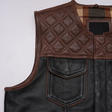 Custom Diamond Stitch brown Biker Vest