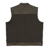 Back of Leatherick Collared Diamond Stitch Leather Vest