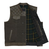 Front Photo of Leatherick Collared Diamond Stitch Leather Vest