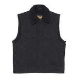 Leatherick Custom Fur Collar Black Denim Motorcycle Vest