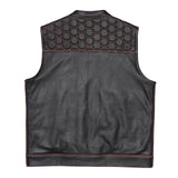 Back of Leatherick Honeycomb Stitch Motorcycle Vest