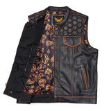 Front photo of Leatherick Honeycomb Stitch Motorcycle Vest