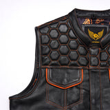 honey comb leather vest - Leatherick