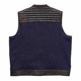 Leatherick Tuck n Roll Denim Biker Vest