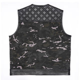 Back of Leatherick Men's Diamond Stitch Camouflage Biker Vest