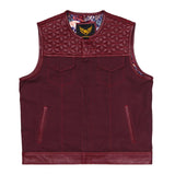 Leatherick Custom Hexa-diamond stitch collarless biker vest